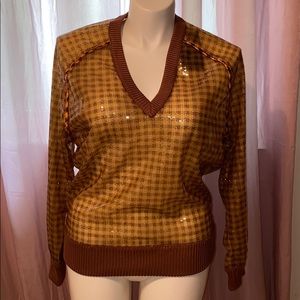 Fendi Vichy Pattern Sequin Sweater